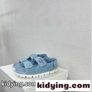 人気 軽量 春夏 レディース クロシェサンダル プラダ コピー サンダル コピー ブルーkid26TrK5Xf