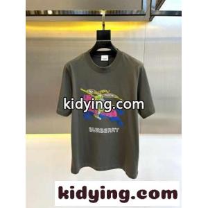 マルチカラー ロゴ刺繍 クルーネック バーバリー コピー 半袖Tシャツ コピー グレーkid26DKzy4f