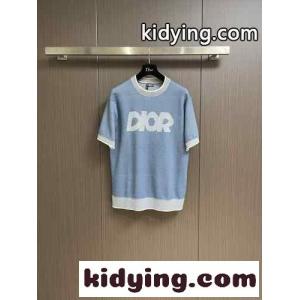 おしゃれ dior コピー Italic ニットTシャツ クリスチャン・ディオール コピー ニットウェア コピー ブルーkid2605fmma