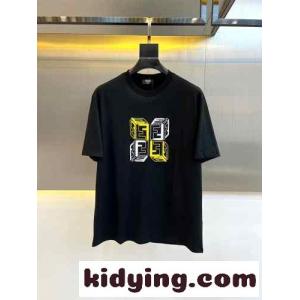 おしゃれ 合わせやすい 刺繍入り フェンディ コピー 半袖Tシャツ コピー クルーネック ブラックkid260j0vay