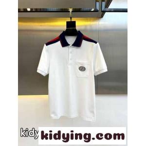 GG パッチ付き コットン ポロシャツ グッチ コピー 半袖Tシャツ コピー ホワイトkid26qmya0v