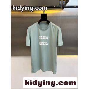 カジュアル シルケット コットン フェンディ ブランド コピー 半袖Tシャツ コピー ブルーkid26819XTv