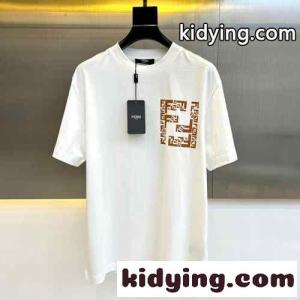 定番 カジュアル ロゴ クルーネック フェンディ コピーブランド 半袖Tシャツ コピー ホワイトkid2689ry0n