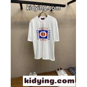 人気 ロゴ入り クルーネック グッチ コピー 半袖Tシャツ コピー コットン ホワイトkid26Tjyeme