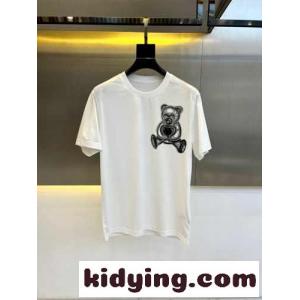 テディベアモチーフ コットン クルーネック フィリッププレイン 半袖Tシャツ コピー ホワイトkid26DW9bSv
