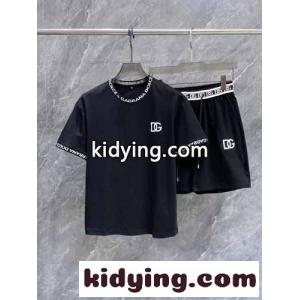 半袖Tシャツ×ショートパンツ2点セット ドルチェ&ガッバーナ コピー セットアップ 偽物 ブラックkid26K1XHvq