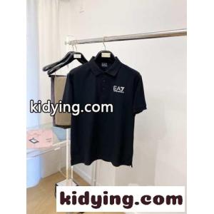 シンプル カジュアル ロゴ アルマーニ ブランド コピー 半袖Tシャツ コピー コットン ポロシャツ ブラックkid26PDKHTD