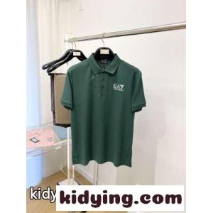 シンプル カジュアル ロゴ アルマーニ コピーブランド 半袖Tシャツ コピー コットン ポロシャツ グリーンkid26nGXXfy