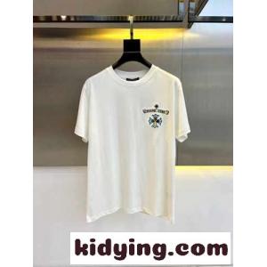 マルチカラー刺繍入り クロムハーツ スーパーコピー 半袖Tシャツ コピー クルーネック ホワイトkid265PDGze