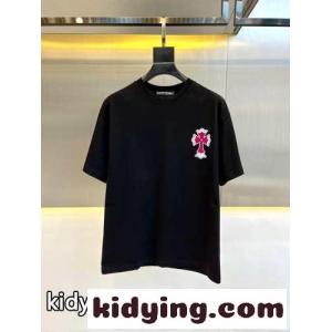 クロムハーツ ブランド コピー 半袖Tシャツ コピー ゆったり ストリート カジュアル ブラックkid26Preayy