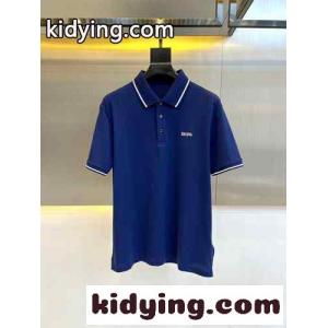 エルメネジルド・ゼニア 半袖Tシャツ コピー ロゴ コットンピケ メンズ ポロシャツ ブルーkid26T9bKfa