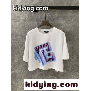 オンカラープリント クロップドTシャツ バルマン コピーブランド 半袖Tシャツ コピーkid26naCuiu
