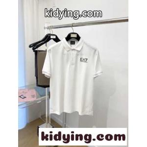 シンプル カジュアル ロゴ アルマーニ スーパーコピー 半袖Tシャツ コピー コットン ポロシャツ ホワイトkid26uuqGDa