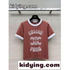 定番 人気 ロゴ クルーネック 半袖Tシャツ セリーヌ コピー Tシャツ コピー レンガkid26H1beOj