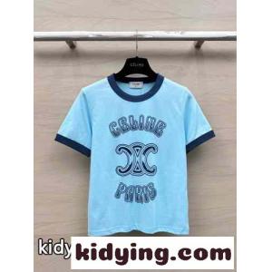 定番 人気 ロゴ クルーネック 半袖Tシャツ セリーヌ コピーブランド Tシャツ コピー ブルーkid26ziC8bC