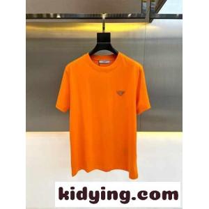 シンプル トライアングルロゴ付き 半袖Tシャツ プラダ スーパーコピー Tシャツ コピー オレンジkid260nS1Xb