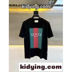 グッチ コピー Tシャツ コピー カジュアル ロゴプリント コットン 半袖Tシャツ ブラックkid26SHbKHn