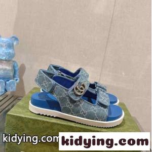 ダブルG付き ウィメンズ サンダル グッチ コピーブランド サンダル コピー 人気 ブルーkid26HTTb0j