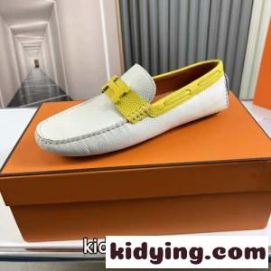 カジュアル カーフレザー ドライビングシューズ エルメス ブランド コピー モカシン スーパーコピー ホワイトkid26vCKbGb
