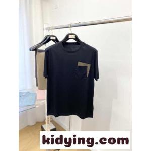 24SS レザーポケット付き 半袖Tシャツ エルメス スーパーコピー Tシャツ コピー ブラックkid26nmGD4r