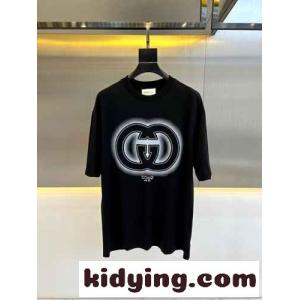 定番 カジュアル コットンジャージー 半袖Tシャツ グッチ コピー Tシャツ コピー ブラックkid261PXv4b