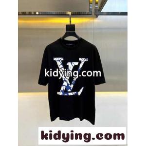 ショートスリーブコットンクルーネック ルイ・ヴィトン Tシャツ コピー ブラックkid26GD8bKv