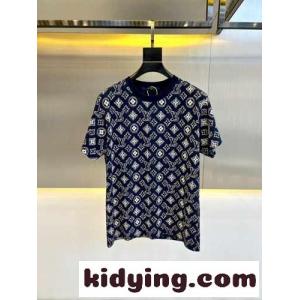 人気 モノグラム 半袖Tシャツ ルイ・ヴィトン Tシャツ コピー クルーネック ネイビーkid26f4r4fu