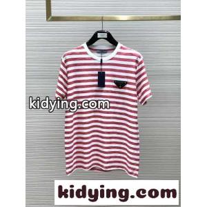 定番 カジュアル プラダ コピー Tシャツ コピー ストライプ 半袖Tシャツkid26PLD4Tv