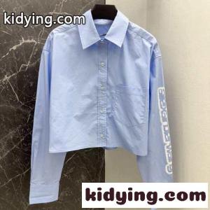 ヘイロープリント クロップド ボタンアップシャツ アレキサンダーワング シャツ コピー ブルーkid26OvaG1f