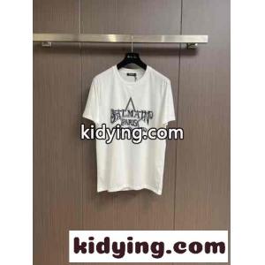 balmain ブランド コピー スター プリント 半袖Tシャツ バルマン ブランド コピー Tシャツ コピー ホワイトkid26O1j41v