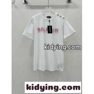 バルマン スーパーコピー Tシャツ コピー ラインストーン ロゴ 半袖Tシャツ ホワイトkid269XPL5v