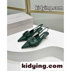 フラワー付き ナッパレザー・スリングバックパンプス ジミーチュウ ブランド コピー パンプス コピー グリーンkid26muaqKz