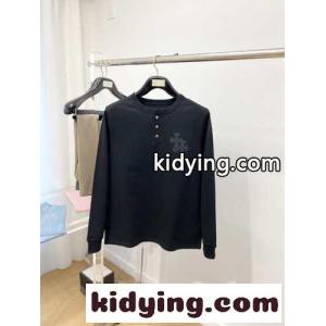 クロムハーツ コピー Tシャツ 偽物 カジュアル クロスパッチ 長袖Tシャツ ブラックkid2649L91D