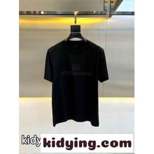 シンプル ロゴ入り クルーネック 半袖Tシャツ ドルチェ&ガッバーナ コピー Tシャツ コピー ブラックkid261vy8Tb