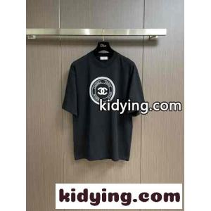 カジュアル 快適 コットンジャージー 半袖Tシャツ シャネル コピーブランド Tシャツ 偽物 ブラックkid26fKrSbu
