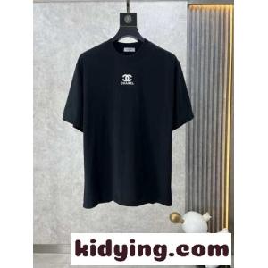 シャネル コピー Tシャツ 偽物 シンプル クルーネック コットン 長袖Tシャツ ブラックkid26SDaSLr