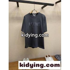 ロエベ コピー Tシャツ コピー 人気 カジュアル ロゴ入り 半袖Tシャツ ダークグレーkid268r4v0b