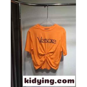 セーフティー ピン ロゴ 半袖Tシャツ ヴェルサーチ ブランド コピーェ Tシャツ コピー オレンジkid26CuSv0j