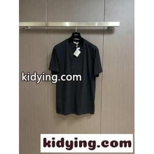 シンプル ロエベ コピーブランド Tシャツ 偽物 アナグラム 刺繍入り 半袖Tシャツ ブラックkid264P5X5z