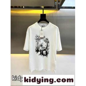 クリスチャン・ディオール ブランド コピー Tシャツ コピー カジュアル プリント ホワイトkid26nimmiy