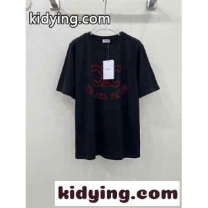 ラインストーン付き ロゴ 半袖Tシャツ セリーヌ スーパーコピー Tシャツ コピー ブラックkid26mWLTDm