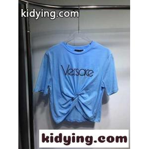 セーフティー ピン ロゴ 半袖Tシャツ ヴェルサーチ ブランド コピーェ Tシャツ コピー ライトブルーkid26PzG1bi