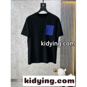 人気 カジュアル ロエベ ブランド コピー Tシャツ コピー ロゴ入り 半袖Tシャツ ブラックkid26aieS1b