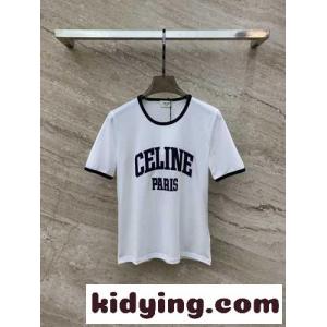 人気 定番 ロゴ クルーネック 半袖Tシャツ セリーヌ コピーブランド Tシャツ コピー ホワイトkid269nqime