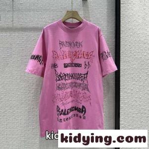 人気 オーバーサイズ 半袖Tシャツ バレンシアガ ブランド コピー Tシャツ 偽物 ユニセックス ピンクkid26y09bOz