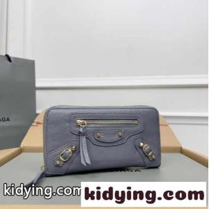 クラシック ラウンドファスナー 長財布 バレンシアガ スーパーコピー 財布 コピー グレーkid26n859Lr