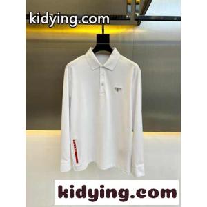 定番 カジュアル ロゴ入り プラダ コピー Tシャツ コピー メンズ 長袖 ポロシャツkid26GHzGzy