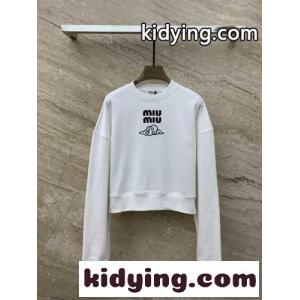 カジュアル ロゴ入り クロップド スウェットシャツ ミュウミュウ コピー Tシャツ コピー ホワイトkid26TfeCqa