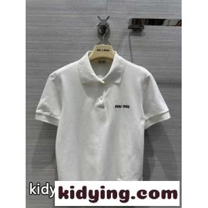 定番 カジュアル コットン 半袖 ポロシャツ ミュウミュウ コピー Tシャツ コピー ホワイトkid26XHPzGv
