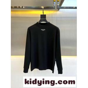 プラダ コピー Tシャツ 偽物 ベーシック 上品 合わせやすい 長袖Tシャツ ブラックkid268LjeKv